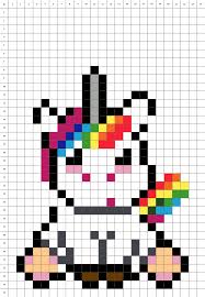 Coloriage et illustration d'une licorne en pixel art. Licorne Pixel Art