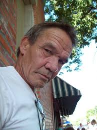 Wayne Propst, beatnik, outside The Bourgeois Pig