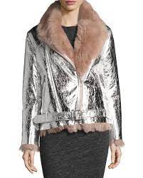 Iro Metallic Leather Biker Jacket With Shearling Lining And Matching Items Matching Items Leather Biker Jacket Fashionistas Style Biker Jacket
