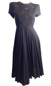 Petite Black Beaded Cocktail Dress Circa 1940s Vintage Black Dress Dresses Little Black Dress