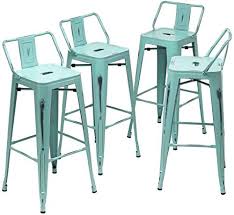 New Yongqiang 30 Inch Metal Bar Stools Set 4 Low Back Bar Chair Indoor Outdoor Counter Height Bar Stools Distressed Mint Online Seetopstar In 2020 Metal Bar Stools Bar Stools Counter Bar Stools
