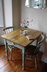 Characterful Rustic Vintage French Kitchen Table With Cutlery Drawer In Pale Pistachio French Kitchen Table Farmhouse Dining Table Dining Table