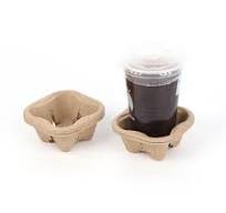 Disposable Pulp Cup Holder Coffee Paper Cup Tray Takeout Cup Holder