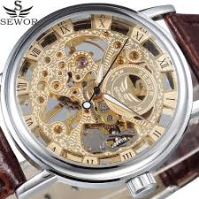 Altin Gumus Sewor Marka Erkekler Seffaf Saatler Erkekler Erkek Kol Saati Moda El Ruzgar Saat Deri Iskelet Mekanik Saat Watch Brand Watch Brand Menwatch F Aliexpress