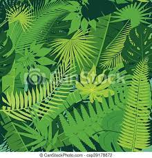 Seamless pattern with tropical leaves and flowers. Beautiful Seamless Tropical Jungle Floral Pattern Background With Different Palm Leaves Vector Illustration Canstock