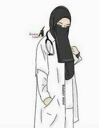 Gambar kartun muslimah bercadar menatap langit. Kartun Muslimah