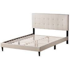 Brookside Cara Upholstered Stone Queen Platform Bed Frame With Square Tufted Headboard Bsqqst01ub T In 2020 Upholstered Bed Frame Platform Bed Frame Upholstered Beds