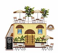 Group of people gathering in outdoor cafeteria in modern market. Cafeteria Architecture Template Modern Outdoor Decor Eps Ai Vector Uidownload