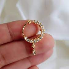 Gold Nose Ring No Piercing Required Nath Indian Nose Ring Etsy Nose Ring Indian Gold Nose Rings Indian Nose Ring