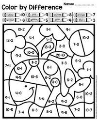 Color By Number Sum And Difference Summer Addition And Subtraction Practice Addition And Subtraction Practice Addition And Subtraction