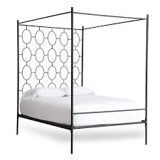 Black Iron 4 Poster Bed Metal Powder Coated Canopy Bed With A Graphic Circle Pattern Headboard Metal Canopy Bed Canopy Bed Frame Headboards For Beds
