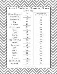 How To Play Animal Gestation Baby Shower Guessing Game Versoma