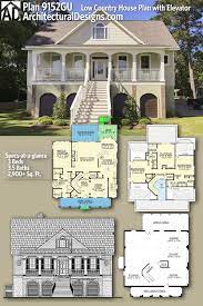 Plan 9152gu Low Country House Plan With Elevator In 2021 Architectural Design House Plans Low Country House Plans Low Country House
