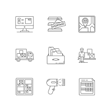 One unified platform to manage your orders from all departments and channels, with instant status updates on both purchase and pick/sales orders. Inventory Control And Bookkeeping Linear Icons Set 1758667 Vector Art At Vecteezy