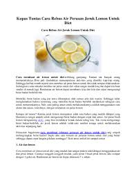 Cara awet muda dan sehat dengan lemon. Doc Kupas Tuntas Cara Rebus Air Perasan Jeruk Lemon Untuk Diet Satu Nusaraya Academia Edu