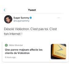 After quebec videotron customers began taking to social media to report an outage, a videotron representative confirmed to editor's choice: Les Meilleures Reactions Des Quebecois Suite A La Panne Majeure De Videotron Geekqc Ca