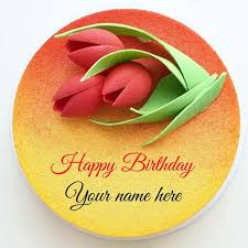 Write Name On Velvet Birthday Cake Flower Decorated Velvet Cake Mango Flavor Cak Happy Birthday Wishes Cake Birthday Cake Write Name Beautiful Birthday Cakes