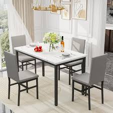 Faux Marble Top Table Velvet Chairs