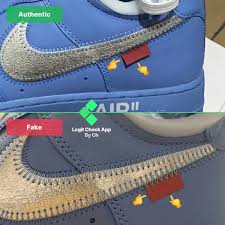 First spotted on virgil abloh's feet before louis vuitton's fw20 show at paris fashion week. Real Vs Fake Off White Nike Air Force 1 Mca University Blue Legit Check By Ch
