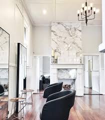 Fab New Hair Salon In Mosman Park Love This Marble Mixed With The Copper Tables And Those Mirrors Hair Salon Interior Hair Salon Decor Salon Interior Design