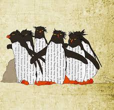 Penguins Giclee Print Children Room Wall Art 12x16 Penguin Art Vintage Poster Art Art