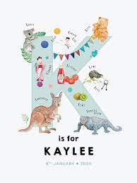 Lamina Con Nombre Personalizado Letra K Ingles Adealicia