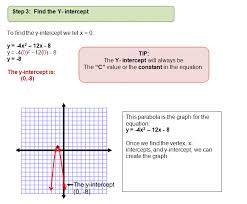 The y intercept of a quadratic function is the constant term. Graphing Quadratic Equations