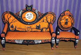 Dollhouse Miniature Painted Halloween Couch Chair Table Cat Witch Jol L Lassige Ebay Halloween Furniture Halloween Miniatures Dollhouse Halloween