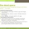 Dead space volume is when some of the inspired air fills the conducting respiratory passageways and never contributes to gas exchange in the alveoli. 1