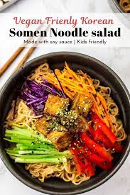 Korean Somen Noodle Salad With Soy Sauce My Eclectic Bites Recipe Asian Vegetarian Recipes Healthy Noodle Recipes Vegan Recipes Healthy