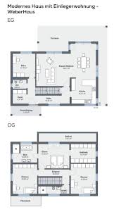 Grundriss Einfamilienhaus Mit Garage Einliegerwohnung In Hanglage 7 Zimmer 260 Qm Wfl Erdgeschoss Oberges Floor Plans Gable Roof House Prefabricated Houses