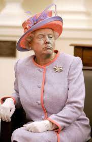 People Are Photoshopping Trump S Face On The Queen To Annoy Him Queen Elizabeth Queen Hat Red Hat Ladies
