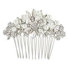 Maybe you would like to learn more about one of these? Amazon Com Ever Faith Austrian Crystal Cream Simulated Pearl Bridal Lots Leaves Flowers Hair Comb Cl Bridal Hair Comb Vintage Flowers In Hair Flower Hair Comb