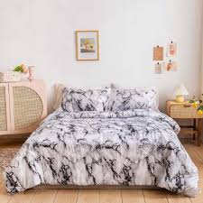 Clad in glossy black laminates and tulio marmo carnico laminate from lamitak, the feature wall sets the tone for the home as an elegant, soothing space. Deals For Less 4 Piece Marble Design Comforter Set 1 Comforter 1 Bedsheet 2 Pillow Covers King Queen Black White Dubaistore Com Dubai