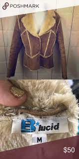 B Lucid Suede Leather Jacket With Faux Fur Trim Suede Leather Fur Trim Leather Jacket