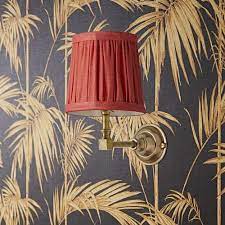 14cm tall tapered gathered lampshade in flame stonewashed linen wall lights pooky lighting wall lights bedroom