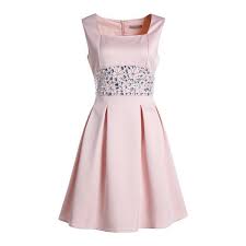 Pink Boat Neck Sleeveless Beading Dress 53 Liked On Polyvore Featuring Dresses Vestidos Short Dresses Robes Pink Dress Short Beaded Dress Short Dresses