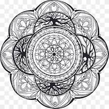Mandala Coloring Book Flower Mandala Textile Symmetry Monochrome Png Pngwing