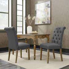 Leviton solid wood tufted parsons dining chair (set of 2). Modern Dining Chair Set Of 2 Metal Legs Velvet Cushion Seat And Back Gray For Sale Online Ebay
