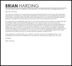 Retail Supervisor Cover Letter Sample Cover Letter Templates Examples