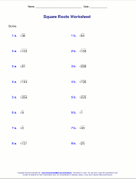 free square root worksheets pdf and html