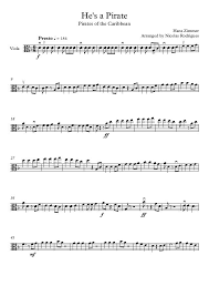Pirates Of The Caribbean He S A Pirate Viola Solo Viola Music Viola Sheet Music Cello Sheet Music
