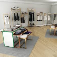 Table De Presentation De Magasin Design Ilot Central En Metal Et Bois Entierement Personnalisable Au Nivea Loja De Roupa Moveis Para Loja Loja Roupa Masculina