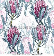 Seamless Pattern With Protea Flower Floral Background With Africans Protea Flowers For Fabric Design Cute A Floral Background Protea Flower Seamless Patterns