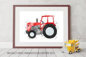 Tractor Nursery Print Toddler Tractor Decor Transport Etsy Boys Room Wall Art Etsy Wall Art Farmer Wall Art