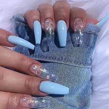 Butterfly Blu Long Coffin Nails In 2021 Pink Acrylic Nails Blue Acrylic Nails Acrylic Nail Designs Coffin