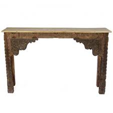 Hand Carved Brown Console Table