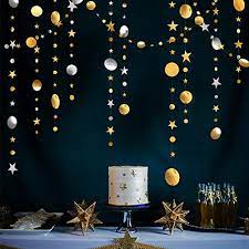 You can decorate different areas of your party space based on the rebels versus the empire, for example. 52 Ft Gold Silver Star And Circle Dot Garland Decorations Metallic Sparkling Circle Garlands Streamer Backdrop Glittery Hanging Bunting Banner Decorations For Kids Birthday Party Baby Shower Wedding Buy Online In Aruba At Aruba Desertcart Com
