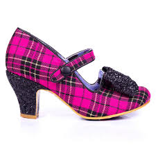 Piccolo Irregular Choice Tartan Heels In Pink