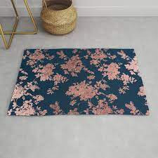 Navy blue pantone, hex, rgb and cmyk color codes. Navy Blue Faux Rose Gold Watercolor Floral Rug By Pink Water Society6